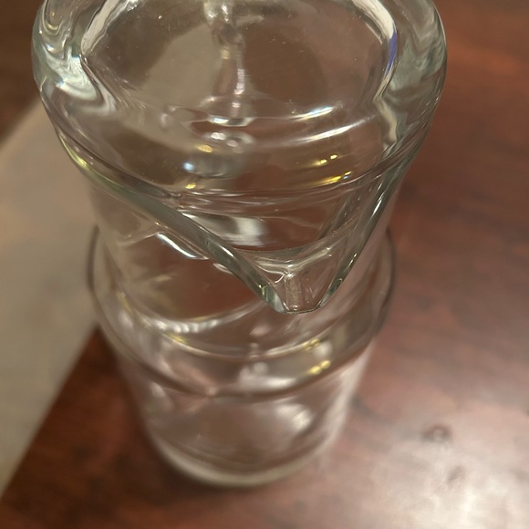 Vintage Clear Cut Glass Carafe Pitcher with Lid Cup Night Set - Picture 3 of 6